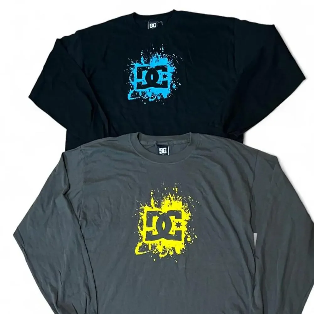 DC Shoes Vintage Splash Splatter  2pc Long Sleeve T-shirt Bundle, Size Large